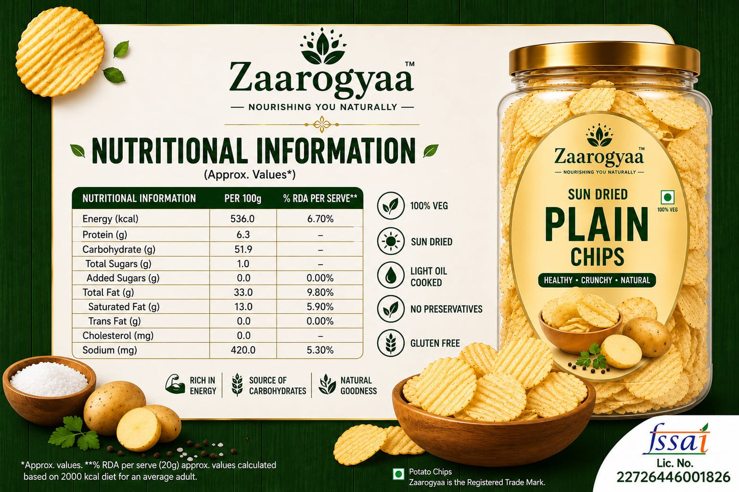 ZAARO Sun Dried Plain Chips