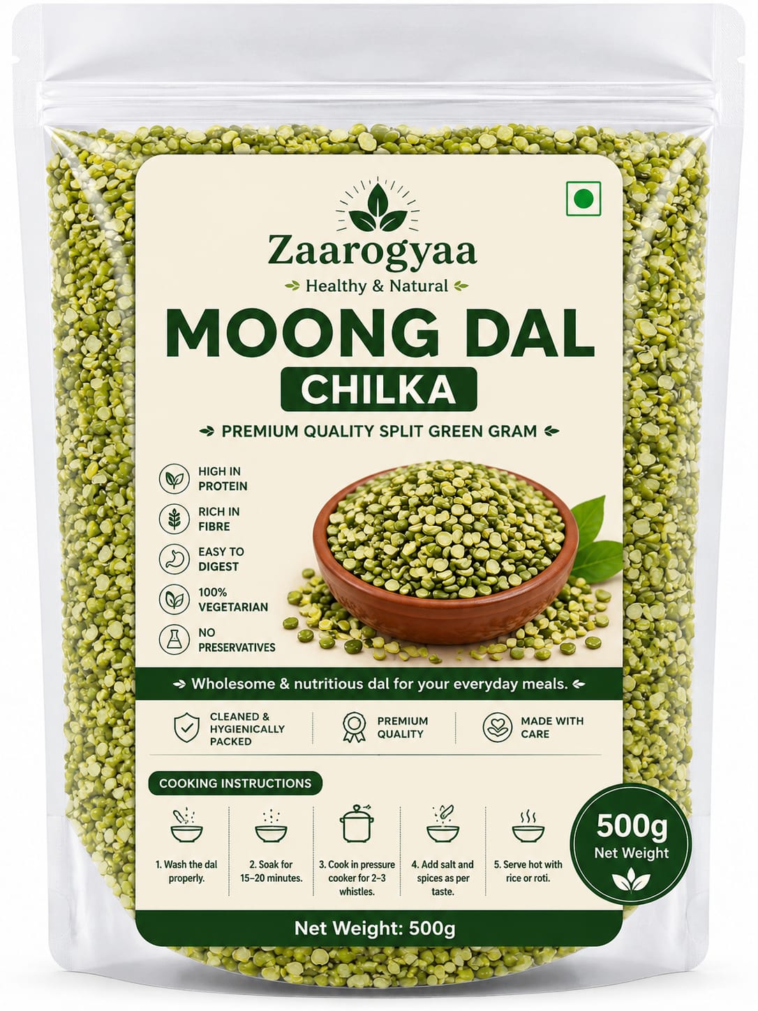 Moong Dal Chilka (500g) | Premium Quality Split Green Gram | Healthy & Natural