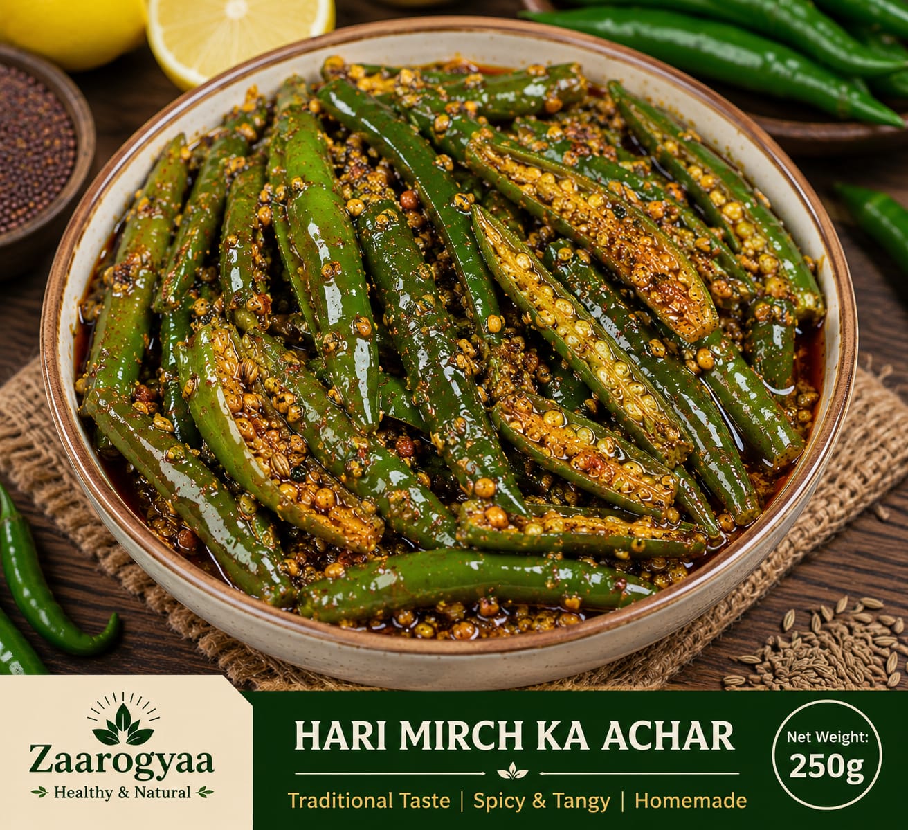 Homemade Green Chilli Pickle