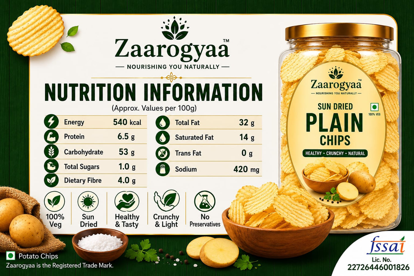 ZAARO Sun Dried Plain Chips